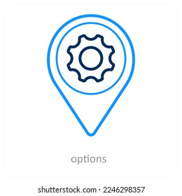 options and location icon concept