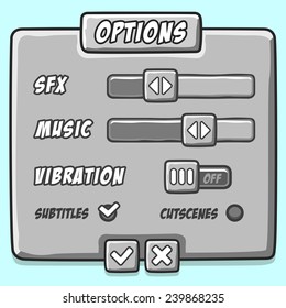 Options menu stone style game buttons