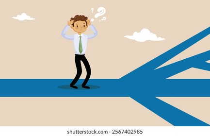 options, multiple, choice, career, occupation, arrow, variation, achievement, path, problem, road, different, businessman, plan, goal, journey, work, doubt, opportunity, walk, dilemma, strategy.