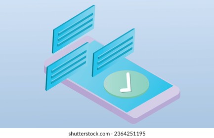 options on smartphone screen.on blue background.isometric Vector Design Illustration.