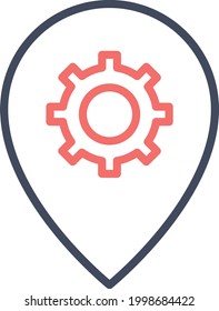 Options, pin, settings icon vector image. Can also be used for Maps and Location. Suitable for use on web apps, mobile apps and print media.