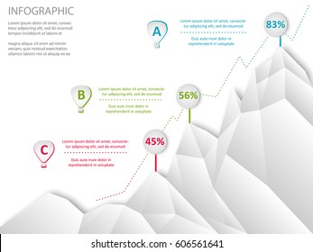 Options and progress infographic with the scenery of the paper mountains