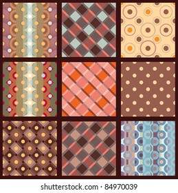 Options seamless patterns for the fabric. Drawing on the basis of points and cells.