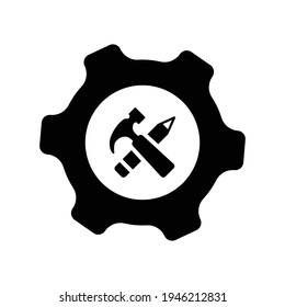 Options settings icon.hammer,pencil (vector illustration)