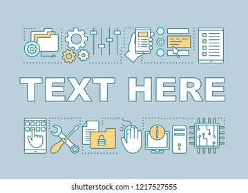 Options and settings word concepts banner. Technical support.  Presentation, website. System administrator. Isolated lettering typography idea with linear icons. Vector outline illustration
