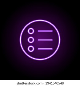 options sign icon. Elements of Web in neon style icons. Simple icon for websites, web design, mobile app, info graphics