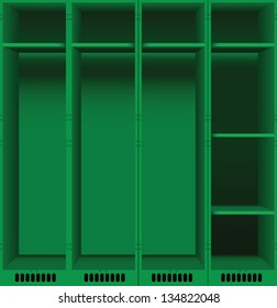 Options steel lockers for changing rooms in public places. Vector illustration.