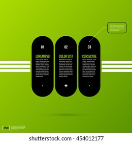 Options template on fresh green background. Flat style.