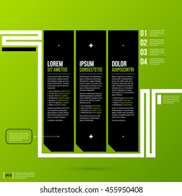 Options template on fresh green background. Flat style.