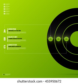 Options template on fresh green background. Flat style.
