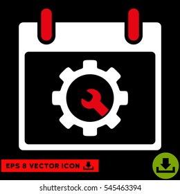 Options Tools Calendar Day icon. Vector EPS illustration style is flat iconic bicolor symbol, red and white colors.