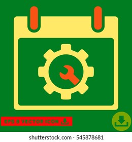 Options Tools Calendar Day icon. Vector EPS illustration style is flat iconic bicolor symbol, orange and yellow colors.
