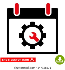 Options Tools Calendar Day icon. Vector EPS illustration style is flat iconic bicolor symbol, intensive red and black colors.