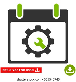 Options Tools Calendar Day icon. Vector EPS illustration style is flat iconic bicolor symbol, eco green and gray colors.