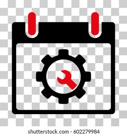 Options Tools Calendar Day icon. Vector illustration style is flat iconic bicolor symbol, intensive red and black colors, transparent background. Designed for web and software interfaces.