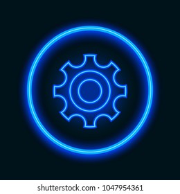 Options, tools. Computer icon, button.Pointer neon sign.  Neon sign, bright signboard, light banner. Editable vector image.