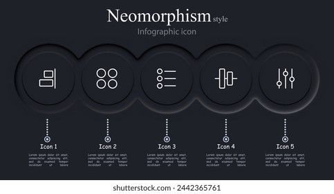 Options well icon set. Settings, equipment, selection, alternative, functions, menu, options, configuration. Neomorphism style. Vector line icon for business and advertising