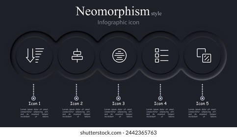Options well icon set. Settings, menu, functions, selection, options, alternative, equipment, items, configuration. Neomorphism style. Vector line icon for business and advertising