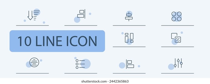 Options well icon set. Settings, menu, functions, selection, options, alternative, equipment, items, configuration. 10 line icon style. Vector line icon for business and advertising