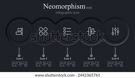 Options well icon set. Settings, equipment, selection, alternative, functions, menu, options, configuration. Neomorphism style. Vector line icon for business and advertising