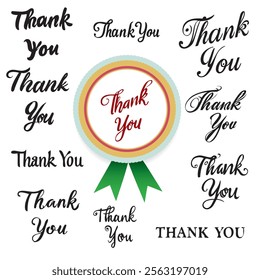 Options for writing a thank you - thank you. Vector illustration