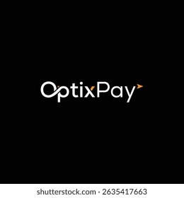 OptixPay Modern typography Logo design with orange arrow element.