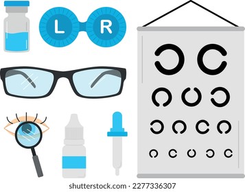 Optometrist, different vision treatment, vector illustration