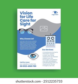 Optometrista Impresión editable flyer o póster Plantilla y diseño de póster de folleto de atención médica