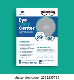 Optometrista Impresión editable flyer o póster Plantilla y diseño de póster de folleto de atención médica