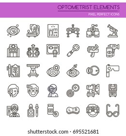 Optometrist Elements , Thin Line and Pixel Perfect Icons
