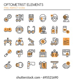 Optometrist Elements , Thin Line and Pixel Perfect Icons
