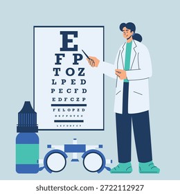 optometrist explaining eye chart illustration
