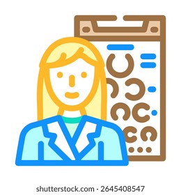 optometrista optometria visão olho cor ícone vetor. optometrista optometria visão olho sinal. símbolo isolado ilustração