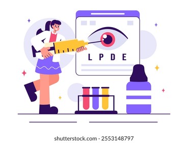Optometrist Vector Illustration featuring an Ophthalmologist Examining a Patient's Vision, Optical Eye Tests, and Advanced Spectacles Technology