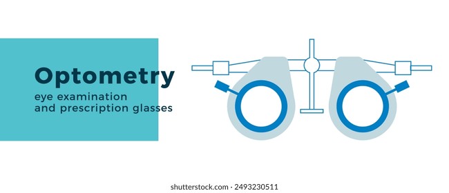 Optometry. Adjustable Optical Trial Lens. Medical Equipment. Modern Flat Vector Illustration. Landing Page Design Template. Website Banner.