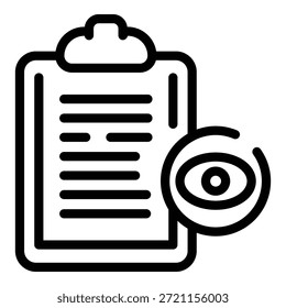 Ícone da área de transferência de optometria. Contorno Optometria ícone do vetor da área de transferência para o web design isolado no fundo branco