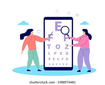 Optometry doctor health care professional checking eye sight of his patient. Eye test and vision correction procedure concept