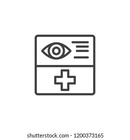 Optometry document form outline icon. linear style sign for mobile concept and web design. Ophthalmology simple line vector icon. Symbol, logo illustration. Pixel perfect vector graphics