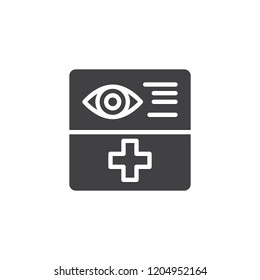 Optometry document form vector icon. filled flat sign for mobile concept and web design. Ophthalmology simple solid icon. Symbol, logo illustration. Pixel perfect vector graphics