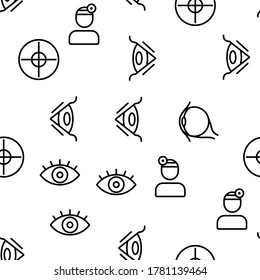 Optometry Eye Health Vector Seamless Pattern Thin Line Illustration