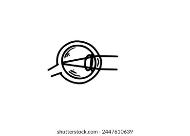 Optometry eye icon in doodle style. Medical test eyesight correction. Vector illustration