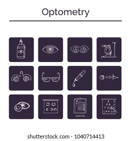 Optometry hand drawn doodle set. Sketches. Vector illustration for design and packages product.