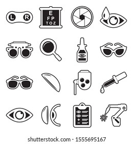 Optometry Icons. Line With Fill Design. Vector Illustration.