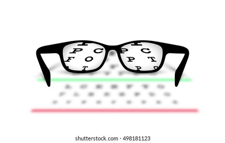 Optometry medical background glasses with blurred background