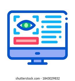 Optometry Online Information Icon Thin Line Vector. Eye And Info On Computer Display Optometry Info Color Symbol Illustration