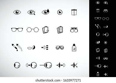 Optometry, ophthalmology related icons set