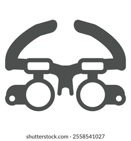 Optometry tool with glass lens solid icon, optometry concept. Vector graphics. Medical eyeglasses, vision diagnosis sign on white background, glyph style icon for mobile or web design