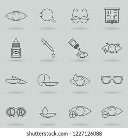 Optometry, Vision. Simple Related Vector Icons Set for Mobile Apps, Web Sites, Print Projects and Your Design. Optometry, Vision line icon. Symbol, logo illustration.