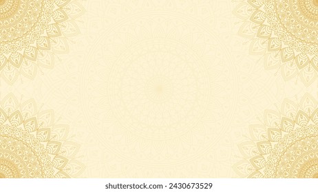 Opulent Gold Theme Blank Horizontal Video Background with Intricately Crafted Ornamental Symmetric Thin Mandala Lines