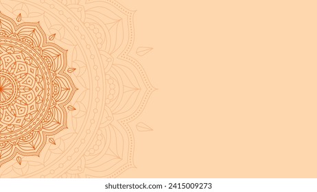 Opulent Lotus Harmony Of Orange Peel Simple Background Decorated with Intricate Mandala Lines Vector Design